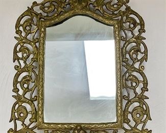 Item 247:  Antique North Wind Solid Brass Mirror: $36