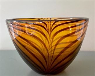 Item 289:  Glass Bowl with Brown Stripes: $28