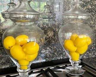 Item 306:  (2) Covered Jars with Faux Lemons: $42 for pair
