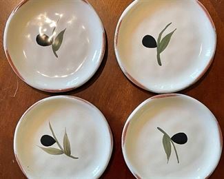 Item 328:  (4) Small Plates with Olive Branches:  $16