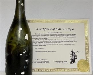 Item 347:  Free Blown Champagne Sea Salvaged Bottle with COA from SOS Antiques: $165