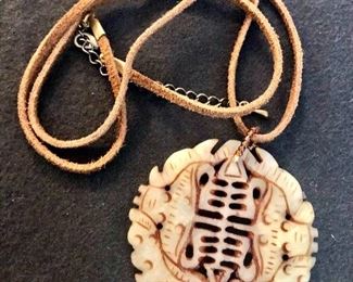 Item 451:  Asian Inspired Pendant on Leather Cord: $12