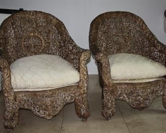 no 117 Pair of carved wood chairs - 41" tall - $ 1,250