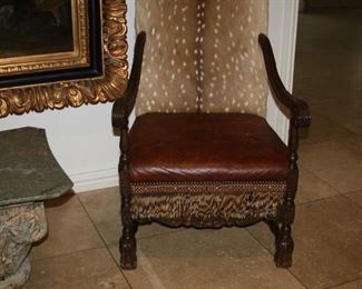 no. 124 Pair of exotic game arm chairs - 48" tall - $995 