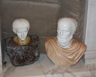 no. 129 Pair of marble bust - Roman Caesar - 18 1/2" tall - $1,500 - Greek 19" tall - $1,750
