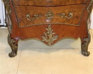 no. 132 Three-drawer chest burl wood with ormolu green marble top - 37" t, 30" d, 17" d - $ 795 