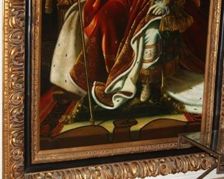 no. 139 Large oil painting on canvas - "Napoleon on Imperial Throne" - 48" x 72" frame 66" x 88" - beautiful frame and great detail - $ 1,500 