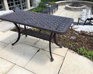 Cast aluminum patio serving / console / buffet table