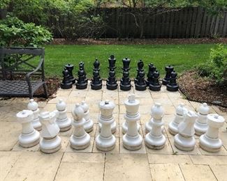 Patio chess set - heavy duty all weather plastic - a few have cracks on top