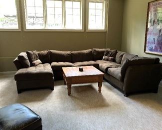 family room or basement rec room sofa - brown microfiber tufted sectional