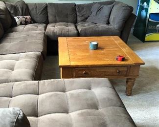 family room or basement rec room sofa - brown microfiber tufted sectional