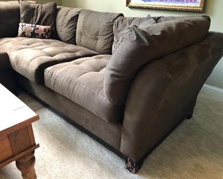family room or basement rec room sofa - brown microfiber tufted sectional
