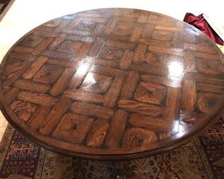 parquet top round pedestal table - 42"