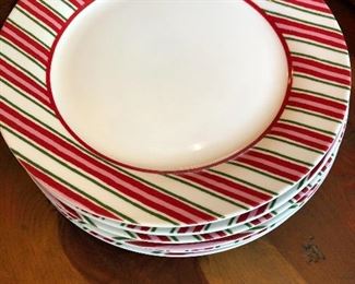 Candy cane striped Christmas plates