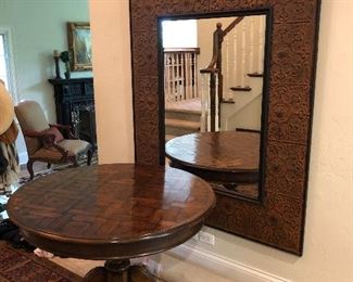 large metal tile framed wall mirror