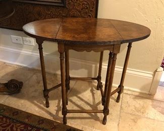 Petite burlwood gate leg table