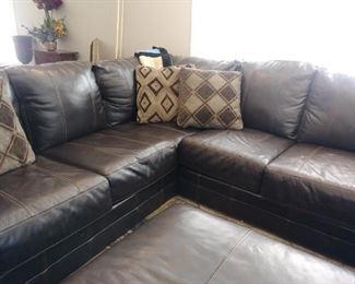 Large leather sectional w/ottoman