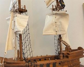 A close look at the wood sailing ship