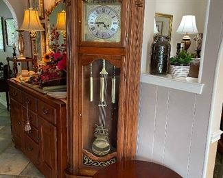 Grandmother clock, accent table
