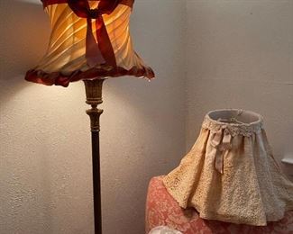 Vintage floor lamp, hand made shade