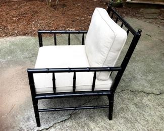 Palecek chair, white cushions, black base; perfect condition