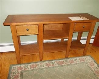 Oak hall table Attic Heirloom collection Broyhill; or behind sofa, two drawers