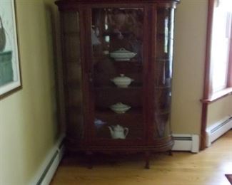 Antique China closet with curved glass w/key