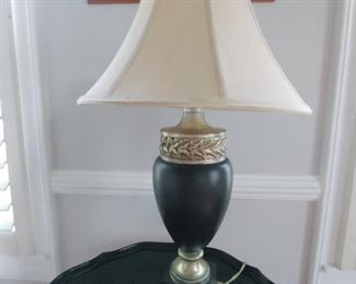 Black Base Lamp with Brass Accents