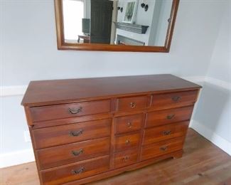 Solid Cherry Early American Style Dresser and Mirror by Sterling House Furniture