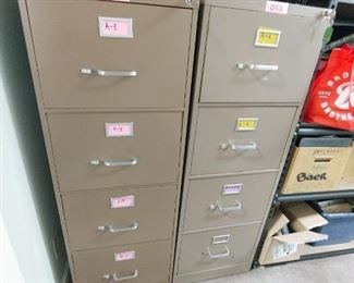 2 each 4-drawer file cabinets with locks and keys