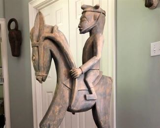 African Horse and Rider Sculpture. Large statue. Dimensions and price will be on sale details.