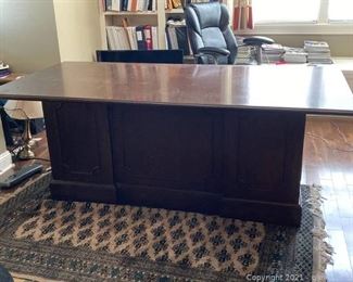 Vintage Executive Desk by Myrtle Desk Pedestal Desk