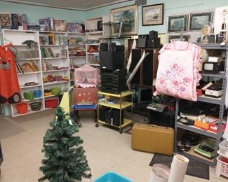 Children's books, (lots of golden books), toys, games, stereo set, electronics & individually priced shoes.