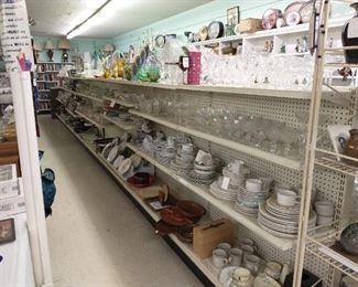 Lots of dishes, glassware, silverplate and vases!!