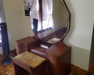 Antique vanity table with bench