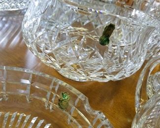 table full of Waterford, Swarovski & more crystal