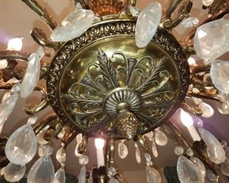 dining room large chandelier, metal and crystal