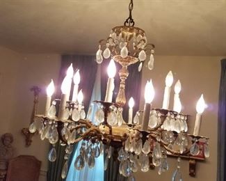 dining room large chandelier, metal and crystal