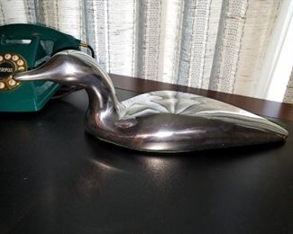 metal decoy, signed