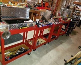 5 tool carts, all loaded with tools, lots never used