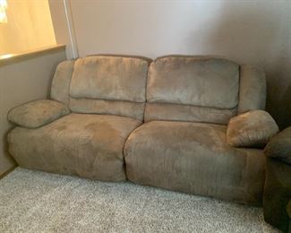 Overstuffed reclining sofa