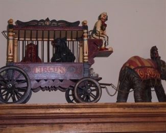 Circus animal wagon pulled by elephant
