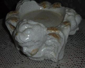 White ceramic angel face candle holder