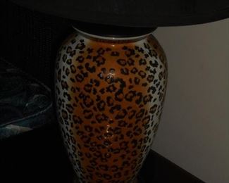 Leopard lamp w/black shade