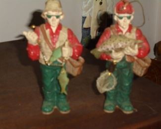 Pair fisherman ornaments