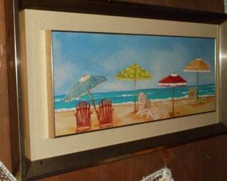 2 of 2 matted/framed pictures umbrellas 
