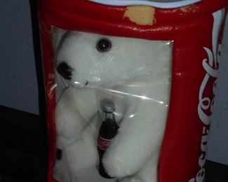 Coke plush polar bear in soft case