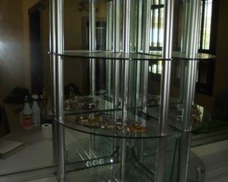 3 sided glass shelves display rack