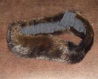 Black mink collar/head wrap