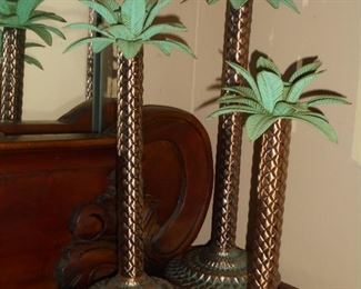 3 palm tree candle holders